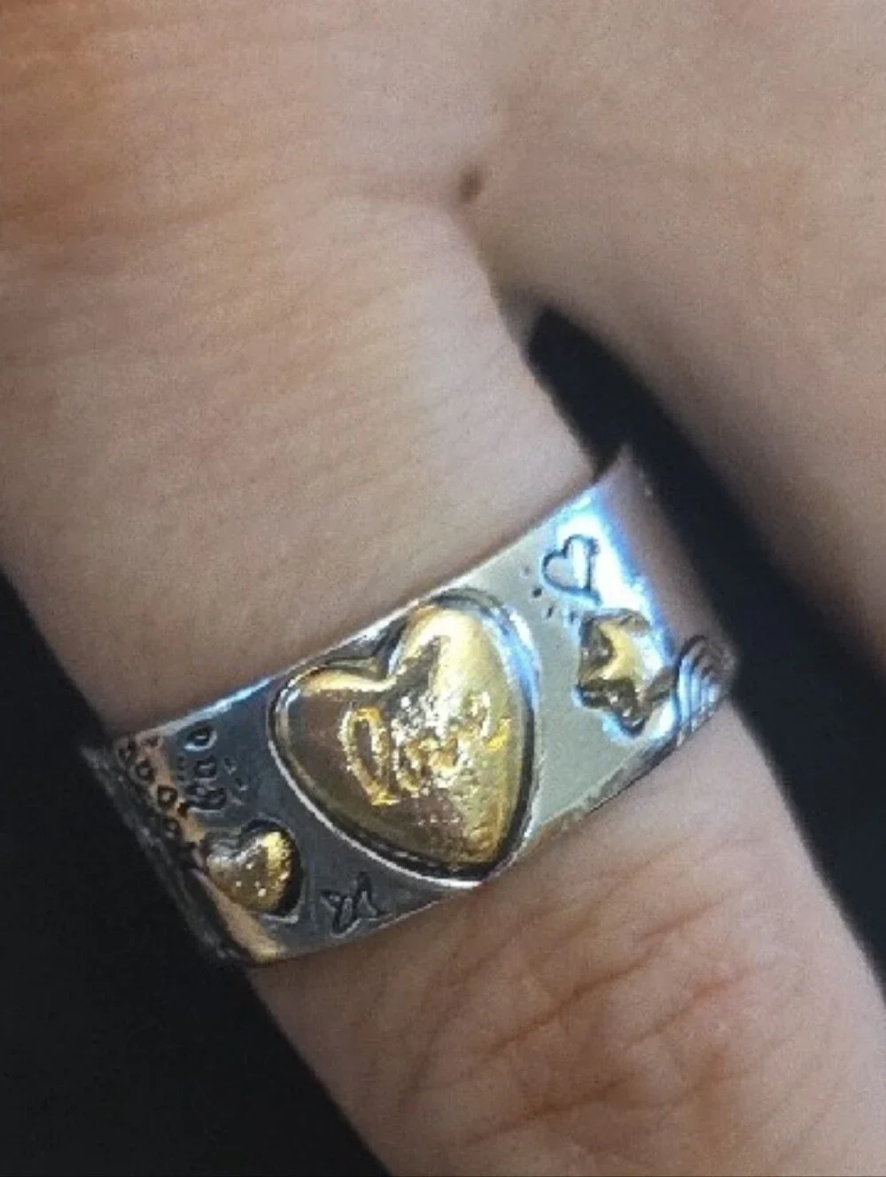 Two-Tone Heart 'Love' Band Ring - Gold Tone & Silver Tone Size 9 NIB